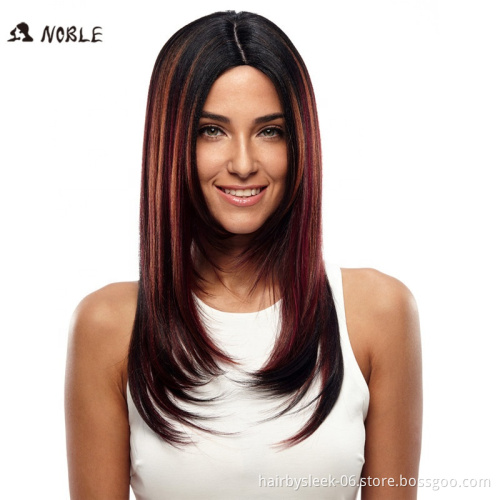 Noble Straight Hair Wigs 24 Inch Long Synthetic Wigs For Black Women Blue Silver 2 Colors Choice Hot Selling For Wholesale